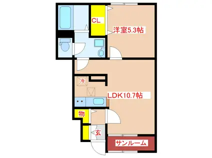 セイバリー KUBO I(1LDK/1階)の間取り写真