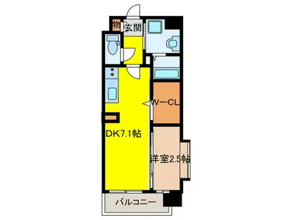 ギャラクシー空港西(1DK/11階)の間取り写真
