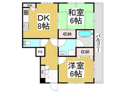 レオドール(2DK/1階)の間取り写真