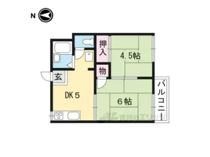 ベルドール膳所(2K/2階)の間取り写真