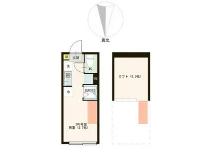 ハーモニーテラス都立家政(ワンルーム/2階)の間取り写真