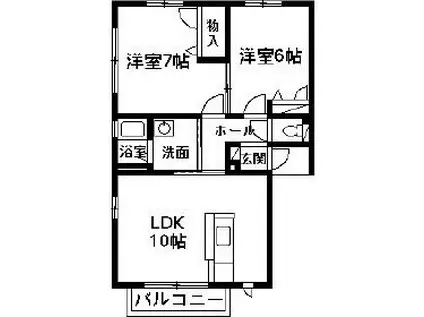 クレストコートB(2LDK/1階)の間取り写真
