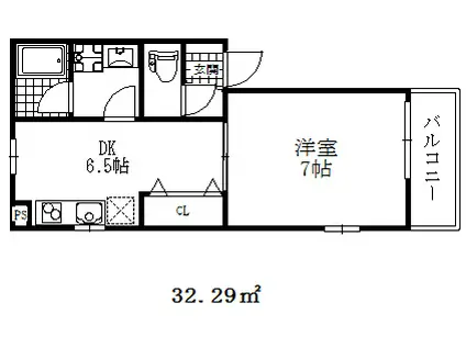 ケーティアイレジデンス湊川2(1DK/2階)の間取り写真