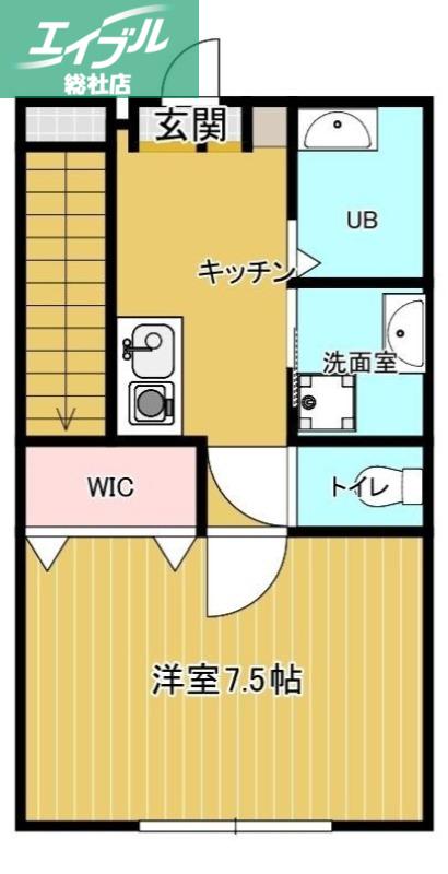 MALLOW B(1K/1階)の間取り写真