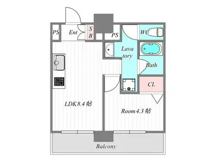 ジオエント梅田北リバーフロント(1LDK/10階)の間取り写真