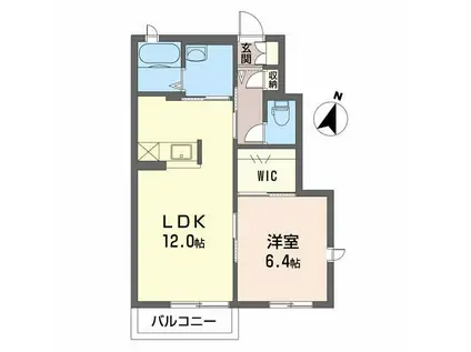 エスポワール塩満(1LDK/1階)の間取り写真