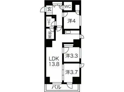 クリスタルガーデン栄町(3LDK/12階)の間取り写真