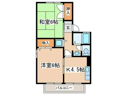 クレセントB(2K/2階)の間取り写真