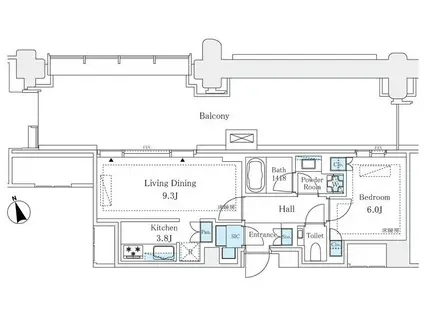 麻布台ヒルズ ガーデンプラザレジデンス(1LDK/8階)の間取り写真