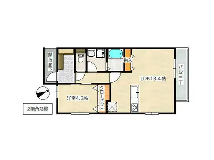 アーデル美鈴園(1LDK/2階)の間取り写真