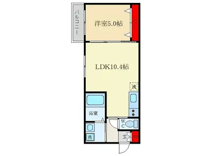 イリスコート香里園III(1LDK/2階)の間取り写真