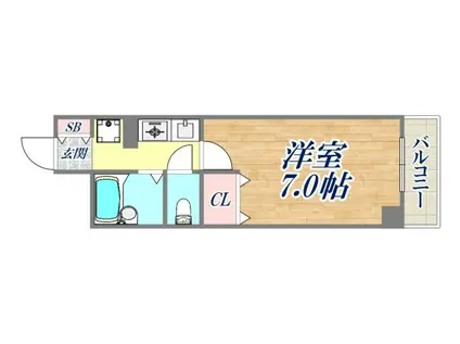 フリックコート下祗園(1K/3階)の間取り写真