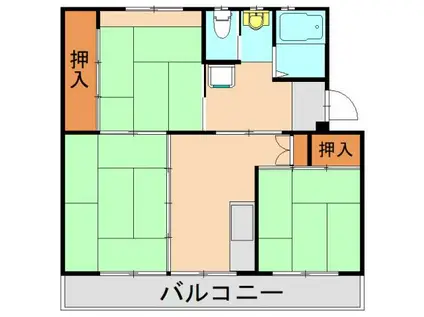 ビレッジハウス本城(3DK/2階)の間取り写真