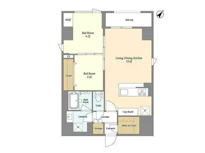 STANDZ勝どき(2LDK/3階)の間取り写真