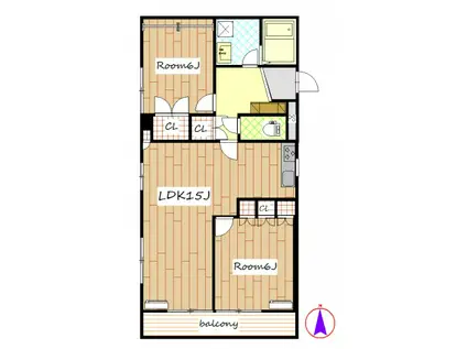 カーサ・ピッコラ高崎(2LDK/2階)の間取り写真