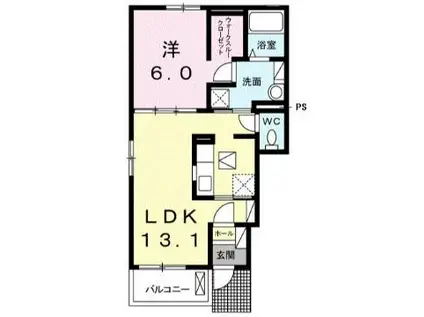 アップルII(1LDK/1階)の間取り写真