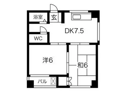 フラッツA(2DK/2階)の間取り写真