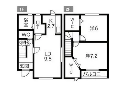 キャスケードA棟(2LDK/1階)の間取り写真