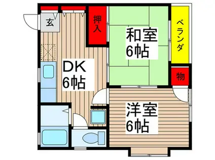 ハイツアイリス(2DK/2階)の間取り写真