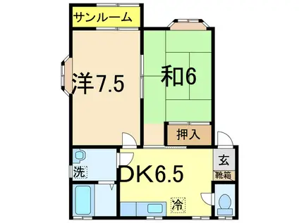 パークハイム(2DK/2階)の間取り写真