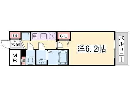 プレサンス神戸元町ミューズ(1K/4階)の間取り写真