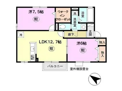 ブリックガーデン(2LDK/2階)の間取り写真