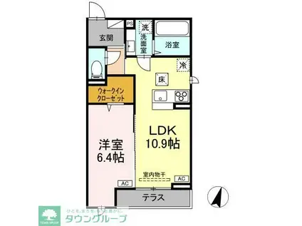 D-ROOM松木(1LDK/1階)の間取り写真