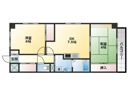 エスポワール(2DK/4階)の間取り写真