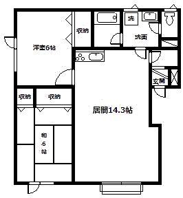 ペンタスA・B(2LDK/2階)の間取り写真