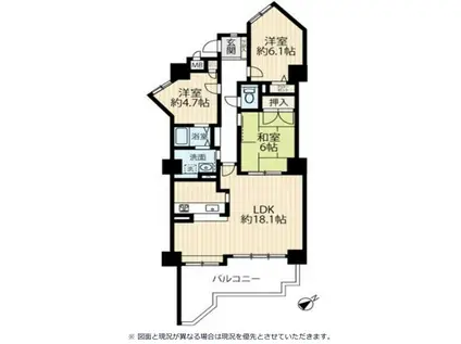 サンシティ上豊田駅南 壱番館(3LDK/8階)の間取り写真