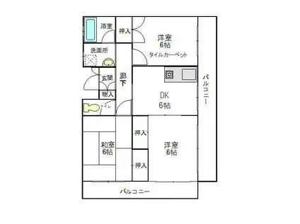 十禅寺ハイツ(3DK/2階)の間取り写真