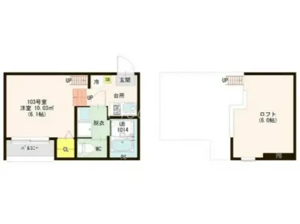 NEXSTAGE 大桐(1K/2階)の間取り写真