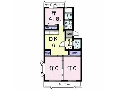 ローズマンション(3DK/3階)の間取り写真