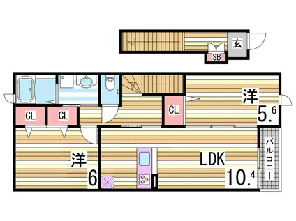 フレグランスB(2LDK/2階)の間取り写真