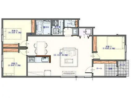 みらいグレイス甲佐II(3LDK/1階)の間取り写真