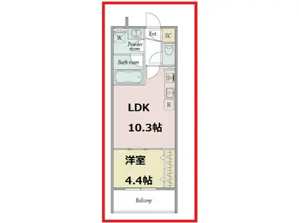 モクシオン扇(1LDK/1階)の間取り写真