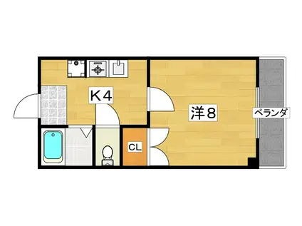 ルナコート(1K/3階)の間取り写真