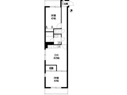 ドミール川越(2DK/6階)の間取り写真