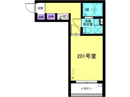 ギオンハウス川口並木(1K/2階)の間取り写真