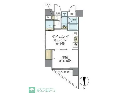 プラティーク目白(1DK/4階)の間取り写真