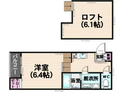 ベルチェドマーニ大橋ステーション(1K/2階)の間取り写真