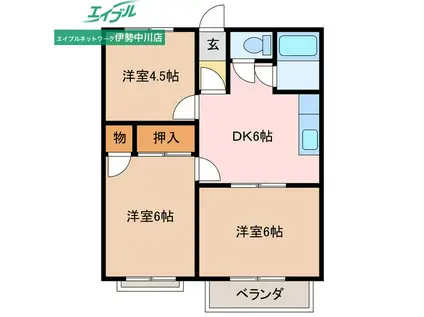 トラッドハウスB(3DK/1階)の間取り写真