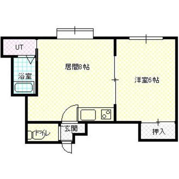 第6ベルハイム(1DK/2階)の間取り写真