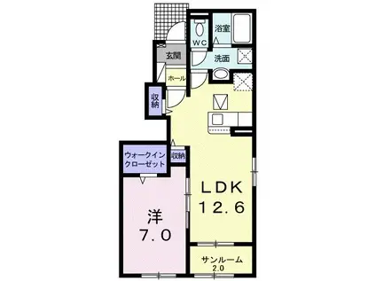 ASBLUE(1LDK/1階)の間取り写真