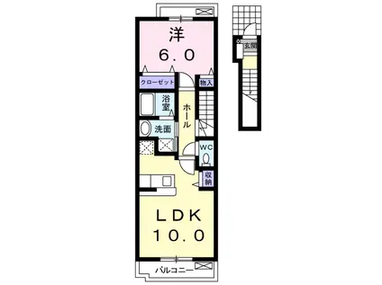 クレメントA(1LDK/2階)の間取り写真