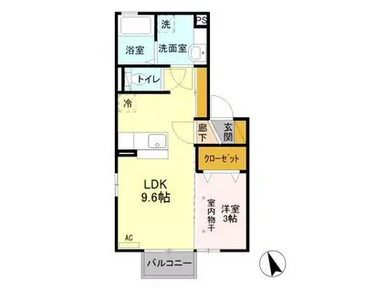 グランドヒルA(1LDK/2階)の間取り写真