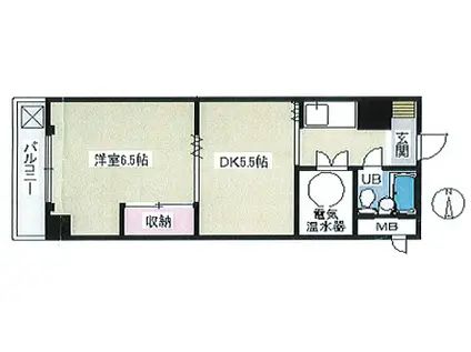 ドルミ錦糸町大興ビル(1DK/6階)の間取り写真