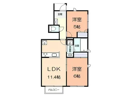 リリークレールI(2LDK/1階)の間取り写真