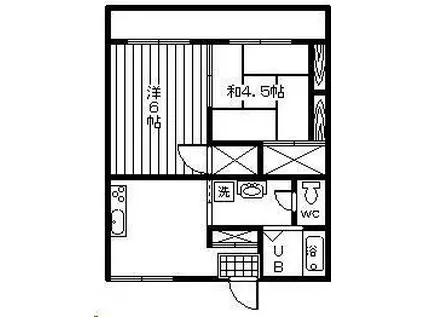ヒダカハイツ21(2DK/2階)の間取り写真