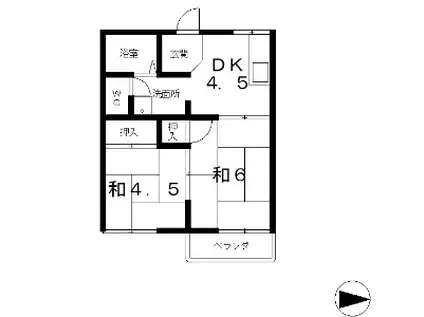 ユニオンフジミ(2DK/2階)の間取り写真